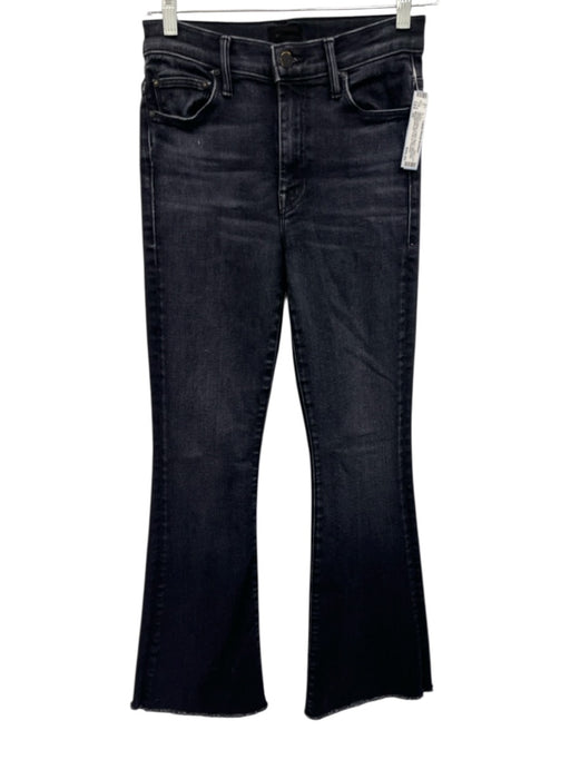 Mother Size 26 Washed Black Cotton Blend High Rise Whiskering Raw Hem Jeans Washed Black / 26
