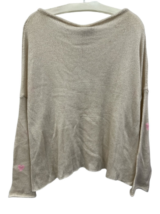 Wooden Ships Size M/L Cream & pink Acrylic & Wool Blend Knit Hearts Sweater Cream & pink / M/L