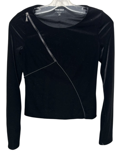 Giorgio Armani Size S / 36 Black Polyester Blend Velvet Asymmetric Zip Top Black / S / 36