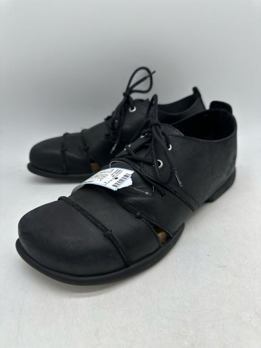 John Fluevog Shoe Size 8 Black Leather Solid Sandal Lace Up Men's Shoes