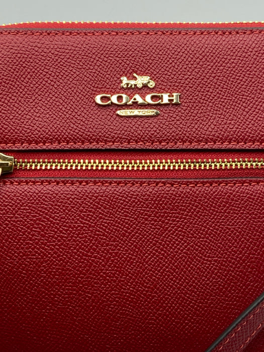 Coach Red Coated Leather Zip Close Crossbody Bag
