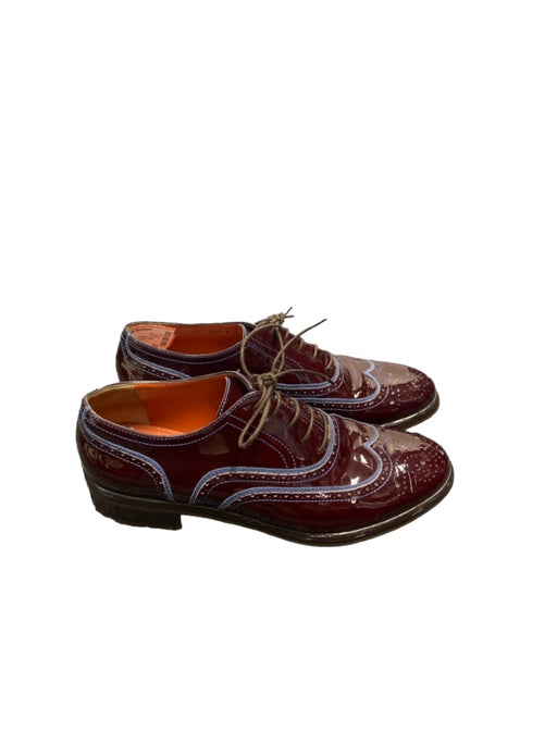 Santoni Shoe Size 37.5 Dark Red & Blue Leather Patent Oxford Shoes Dark Red & Blue / 37.5