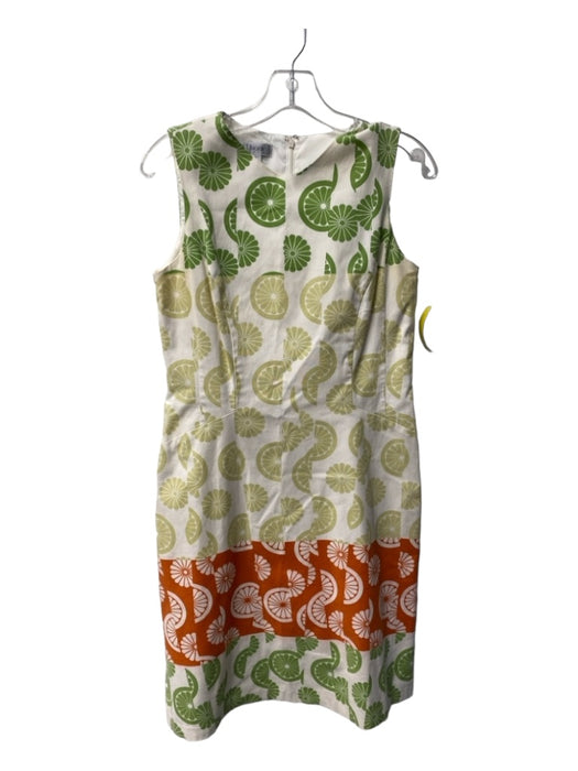 Kay Unger Size 6 White, Green & Orange Missing Fabric Tag Citrus Back Zip Dress White, Green & Orange / 6