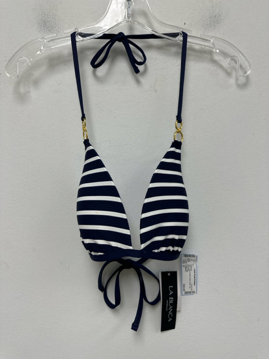 La Blanca Size 6 Navy & white Nylon Stripe Top Swimsuit