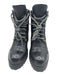 Miu Miu Shoe Size 36.5 Black Leather Midi Block Heel Round Toe Lace Up Booties Black / 36.5
