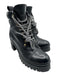 Miu Miu Shoe Size 36.5 Black Leather Midi Block Heel Round Toe Lace Up Booties Black / 36.5