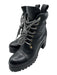 Miu Miu Shoe Size 36.5 Black Leather Midi Block Heel Round Toe Lace Up Booties Black / 36.5