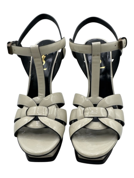 Saint Laurent Shoe Size 36.5 White Patent Leather Peep Toe Ankle Buckle Sandals White / 36.5