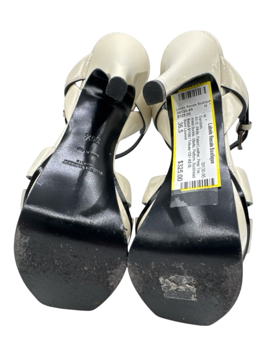 Saint Laurent Shoe Size 36.5 White Patent Leather Peep Toe Ankle Buckle Sandals White / 36.5