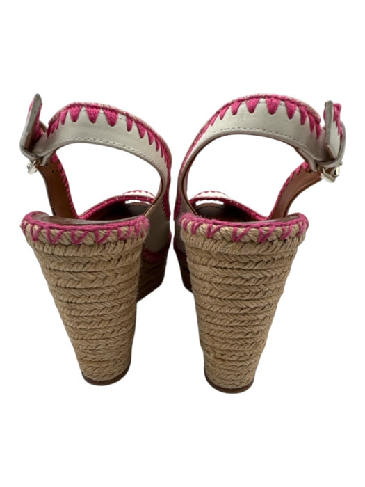 Valentino Garavani Shoe Size 36.5 White & Pink Leather Slingbacks Wedges White & Pink / 36.5