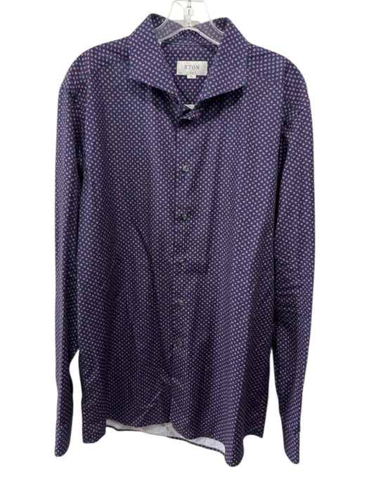 Eton Size XXL Blue, Pink & Brown Cotton Floral Button Down Long Sleeve Shirt Blue, Pink & Brown / XXL