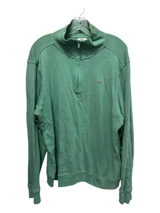 Lacoste Size 7 Green Cotton Solid Quarter Zip Men's Jacket Green / 7