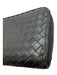 Bottega Veneta Black Leather Woven Zip Around Vintage Wallets Black