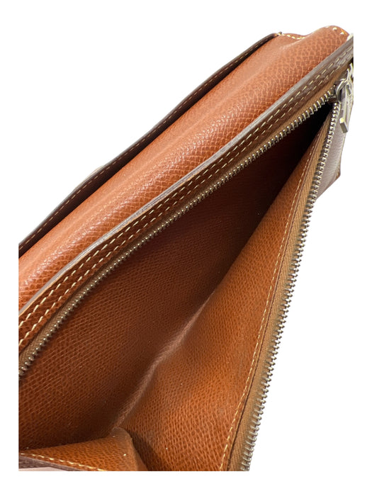 Hermes Brown Leather Silver Hardware Vintage Wallets Brown