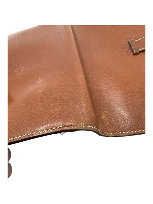 Hermes Brown Leather Silver Hardware Vintage Wallets Brown