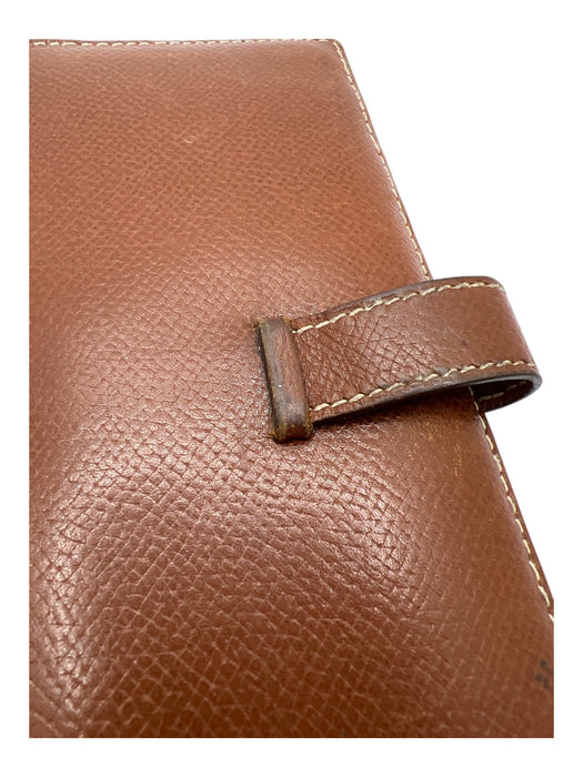 Hermes Brown Leather Silver Hardware Vintage Wallets Brown