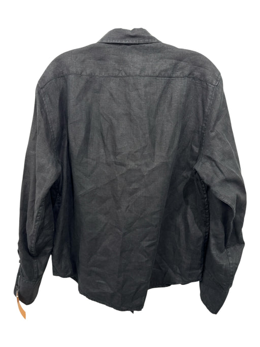 J Crew Size 10 Black Linen Button Down Long Sleeve Collared Shirt Top Black / 10