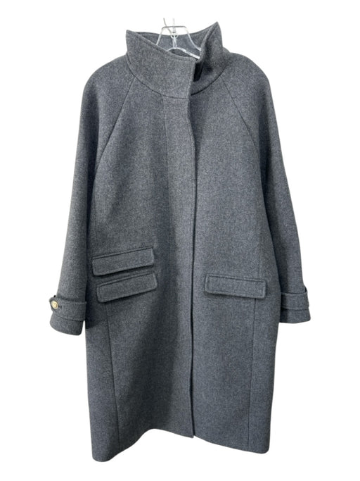 J. Crew Size 10 Gray Wool Blend Zip Close Flap Pocket Gold button Coat Gray / 10