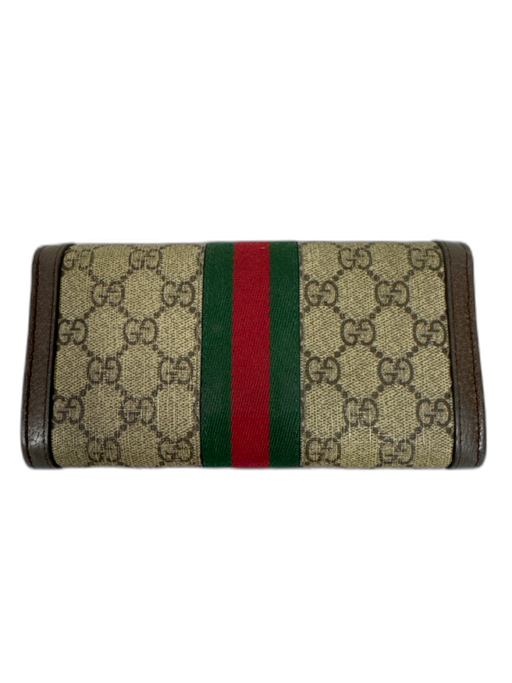 Gucci Brown, Red & Green Coated Canvas & Leather Guccissima Logo Wallets Brown, Red & Green