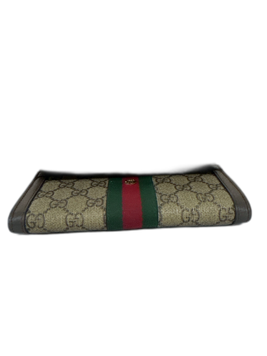 Gucci Brown, Red & Green Coated Canvas & Leather Guccissima Logo Wallets Brown, Red & Green