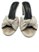 Saint Laurent Shoe Size 40 White Canvas Knot Detail Peep Toe Mules Sandals White / 40