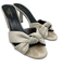 Saint Laurent Shoe Size 40 White Canvas Knot Detail Peep Toe Mules Sandals White / 40