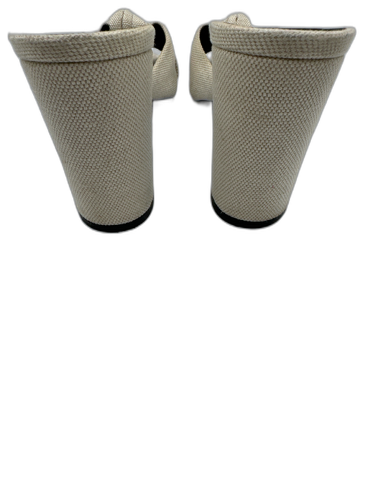 Saint Laurent Shoe Size 40 White Canvas Knot Detail Peep Toe Mules Sandals White / 40