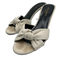 Saint Laurent Shoe Size 40 White Canvas Knot Detail Peep Toe Mules Sandals White / 40