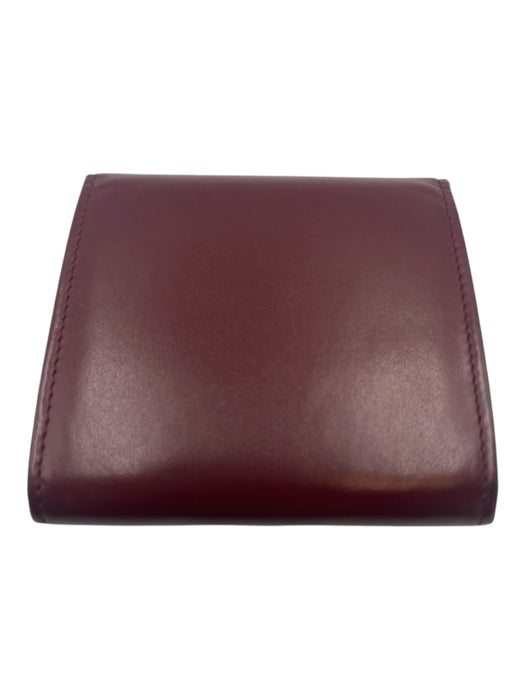Cartier Burgundy Red Leather Gold hardware Logo Snap Closure Wallets Burgundy Red