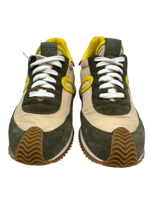 Loewe Shoe Size 41 Cream, Green, Yellow Suede & Nylon Lace Up Box Inc. Sneakers Cream, Green, Yellow / 41