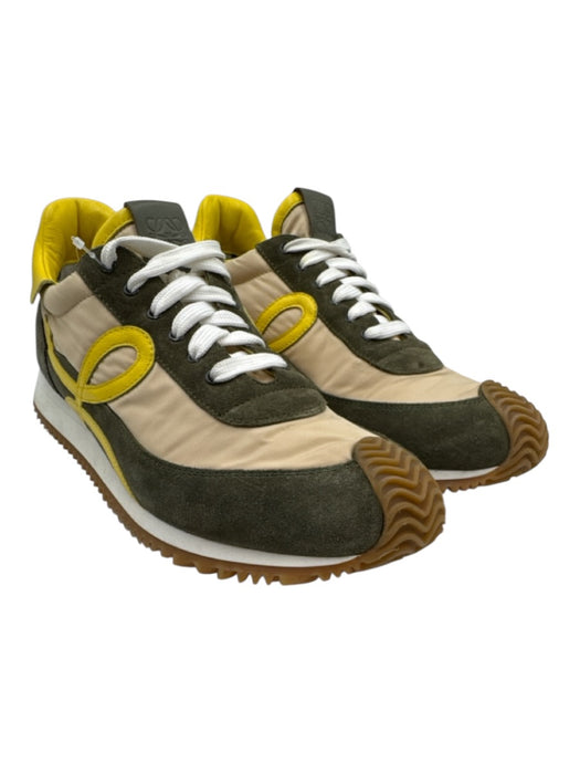 Loewe Shoe Size 41 Cream, Green, Yellow Suede & Nylon Lace Up Box Inc. Sneakers Cream, Green, Yellow / 41