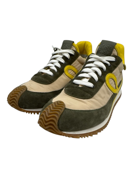 Loewe Shoe Size 41 Cream, Green, Yellow Suede & Nylon Lace Up Box Inc. Sneakers Cream, Green, Yellow / 41