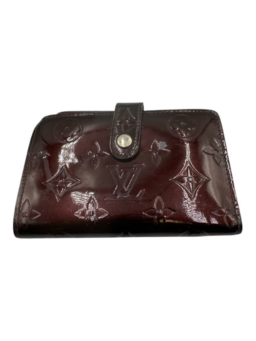 Louis Vuitton Dark Red Patent Leather Monogram Bi- Fold Coin Purse Wallets Dark Red