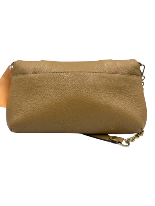 MCM Tan Pebbled Leather Magnetic Closure Shoulder Strap Studs Gold Hardware Bag Tan / S