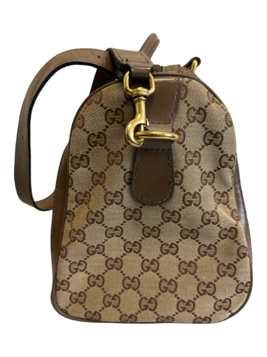Gucci Beige & Brown Canvas & Leather Guccissima Zip Close Crossbody Strap Bag Beige & Brown / M/L