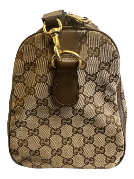 Gucci Beige & Brown Canvas & Leather Guccissima Zip Close Crossbody Strap Bag Beige & Brown / M/L