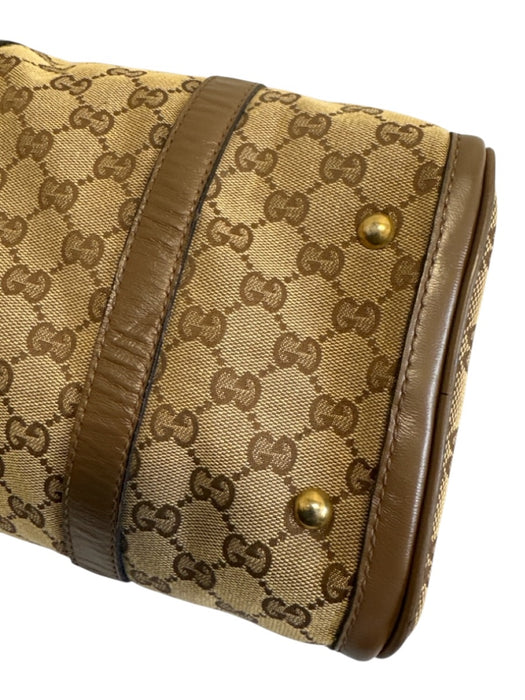 Gucci Beige & Brown Canvas & Leather Guccissima Zip Close Crossbody Strap Bag Beige & Brown / M/L