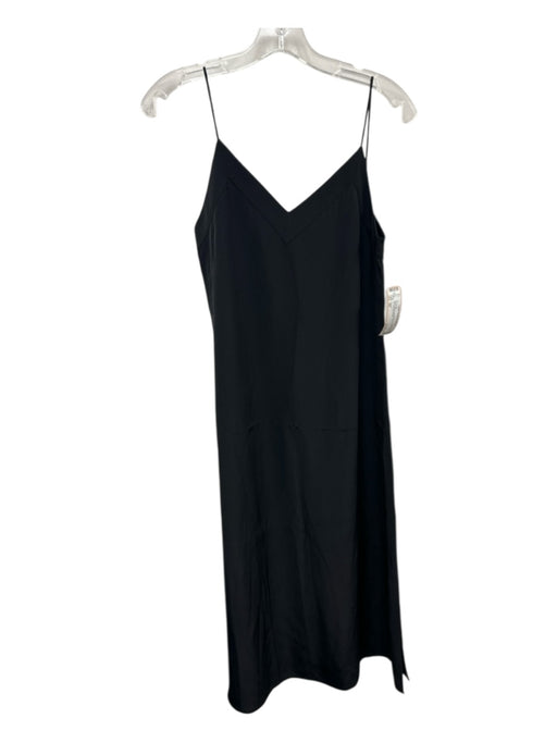 Cuyana Size XS Black Silk Spaghetti Strap V Neck Side Slit Midi Jumpsuit Black / XS