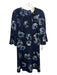 Kate Spade Size 4 Navy Blue, Black, White Polyester Floral Gathered Neck Dress Navy Blue, Black, White / 4
