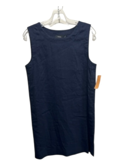 Theory Size 6 Navy Blue Linen Blend Side Pocket Above knee Shift Dress Navy Blue / 6