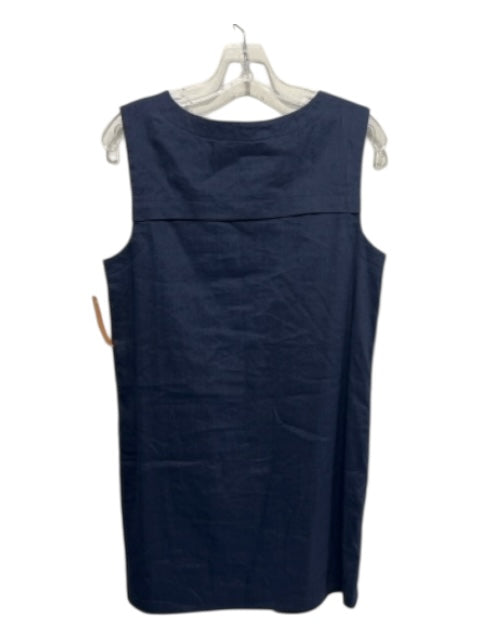 Theory Size 6 Navy Blue Linen Blend Side Pocket Above knee Shift Dress Navy Blue / 6