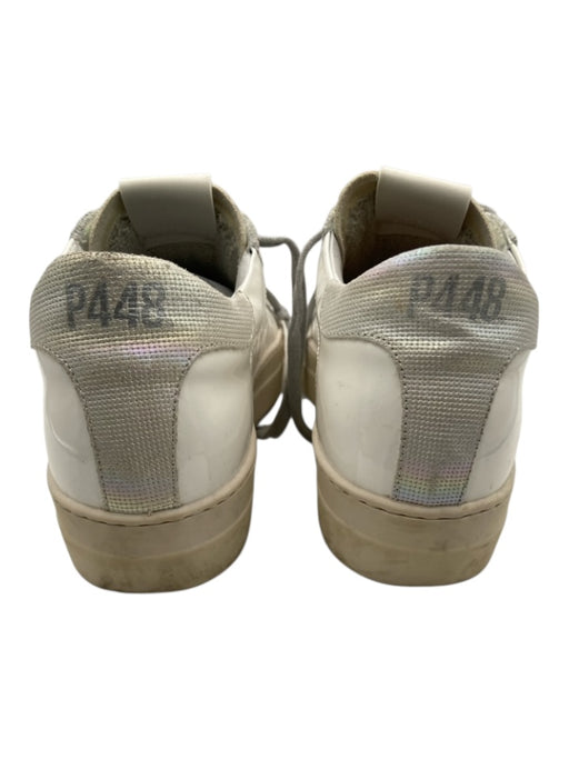 P448 Shoe Size 41 White, Gray, Beige Leather Patent Perforated Logo Sneakers White, Gray, Beige / 41