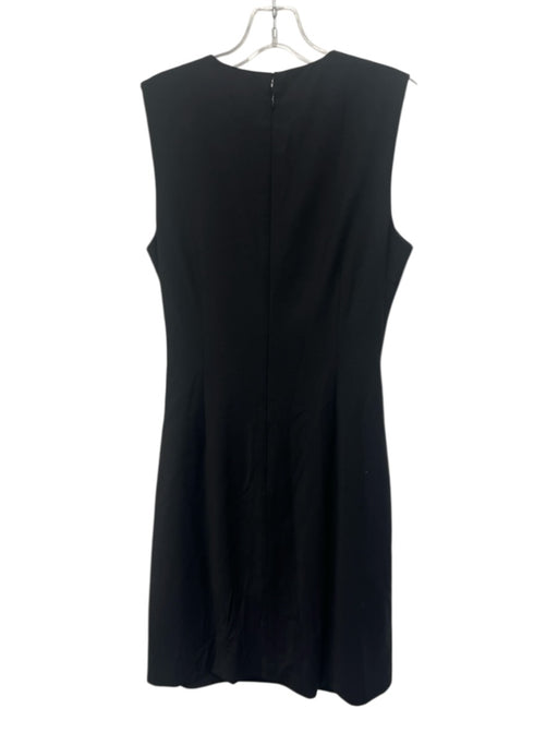 Theory Size 6 Black Virgin Wool Blend Sleeveless Side Pleat Shift Knee Dress Black / 6