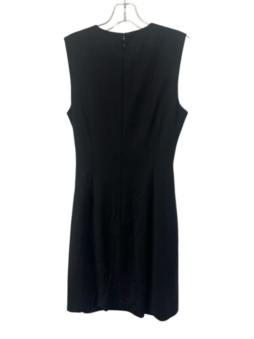 Theory Size 6 Black Virgin Wool Blend Sleeveless Side Pleat Shift Knee Dress Black / 6