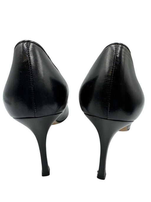 Manolo Blahnik Shoe Size 39 Black Leather Pointed Toe Mid Heel Pumps Black / 39