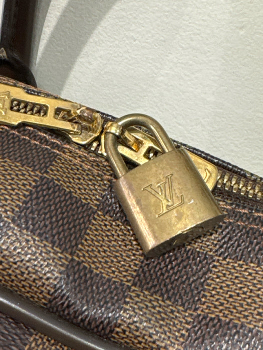Louis Vuitton Brown & Beige Leather Damier Zip Pockets Men's Bag