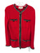 St John Collection Size 10 Red, Black, White Wool Blend Zip Front Pockets Jacket Red, Black, White / 10