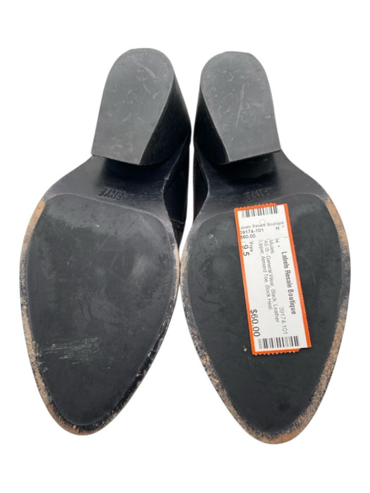 Frye Shoe Size 9.5 Black Leather Upper Almond Toe Block Heel Distressed Mules Black / 9.5
