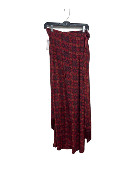 Finity Size 12 Red & Orange Silk All Over Print High Rise Wide Leg Pants Red & Orange / 12