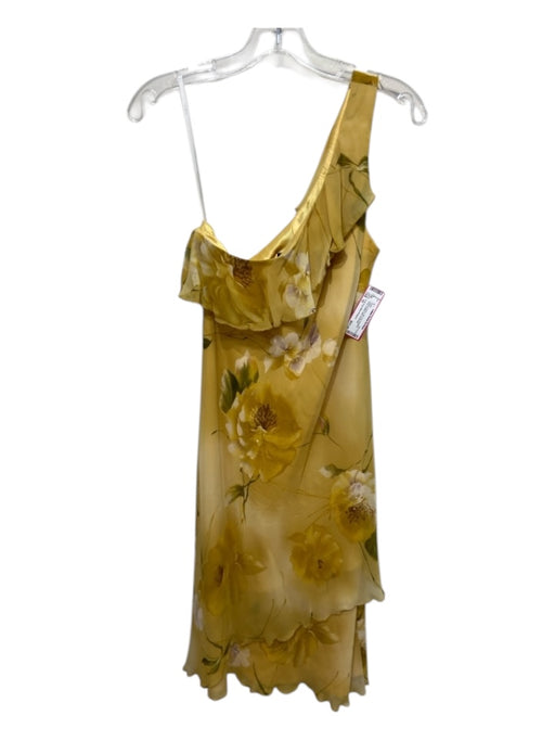 A. B. S by Allen Schwartz Size 10 Yellow & Green Silk One Shoulder Floral Dress Yellow & Green / 10